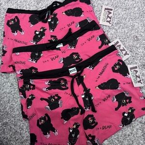 Lot of 3 NWT Lazy One Im a bear in the Morning print Juniors Boxers Size Small